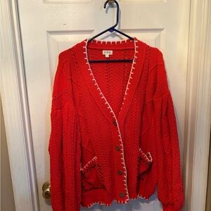 POL‎ Red Knit Cardigan Sweater